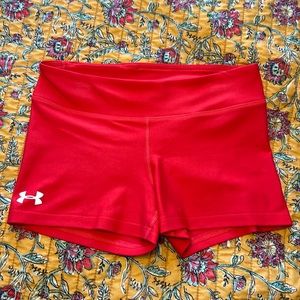 under armor shorts spandex red/white